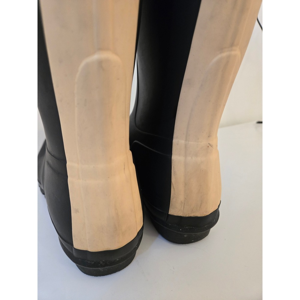 Hunter Original Tall Rain Boots Black Cream Back Panel Women's US‎ 10 EU 42 - Picture 6 of 11